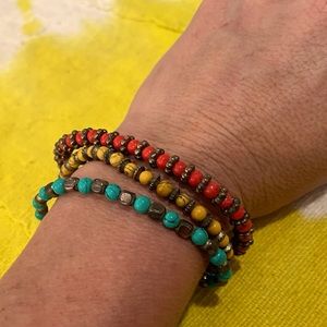 Three Stacked Stretchy Bracelets